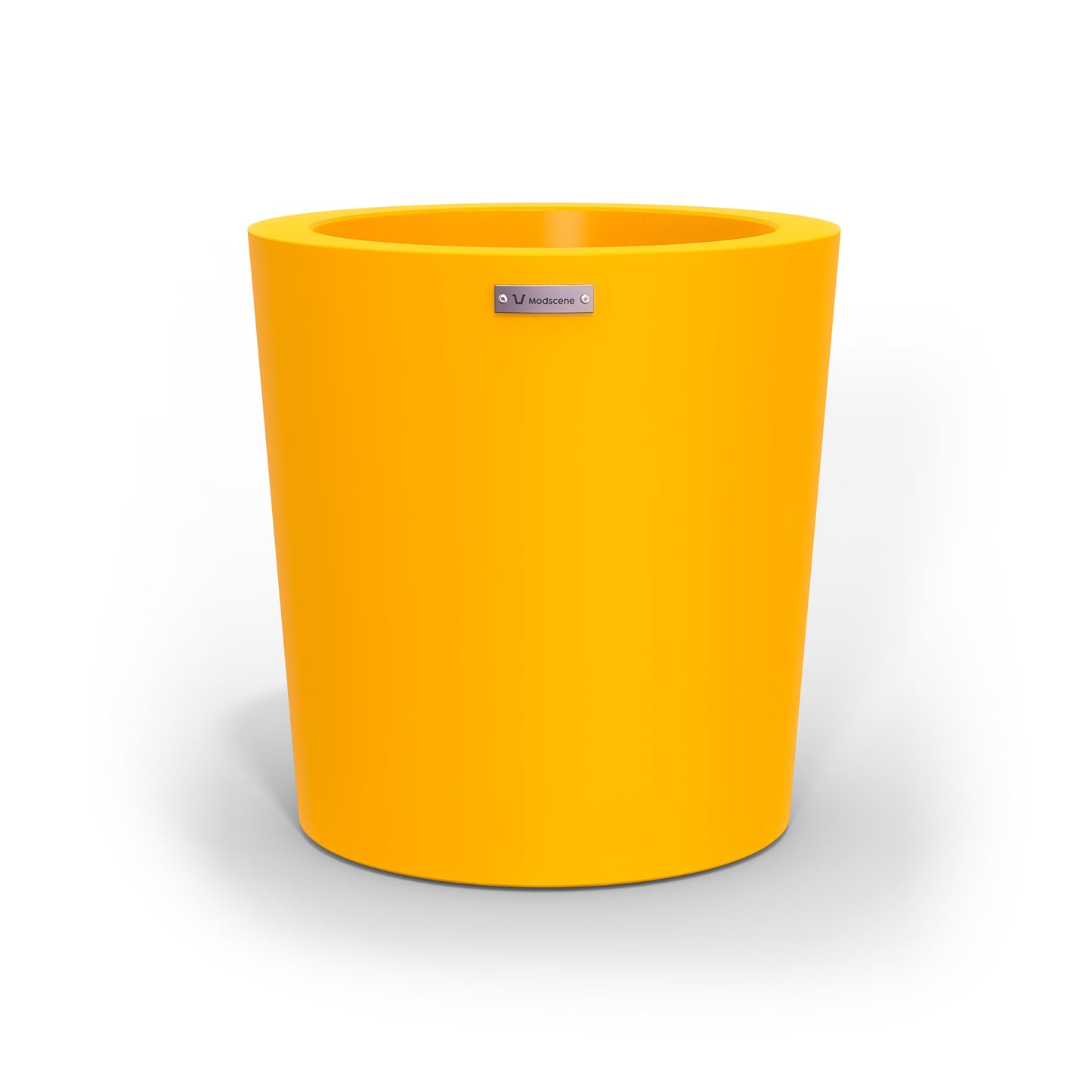 A modern designer planter pot in a yellow colour.