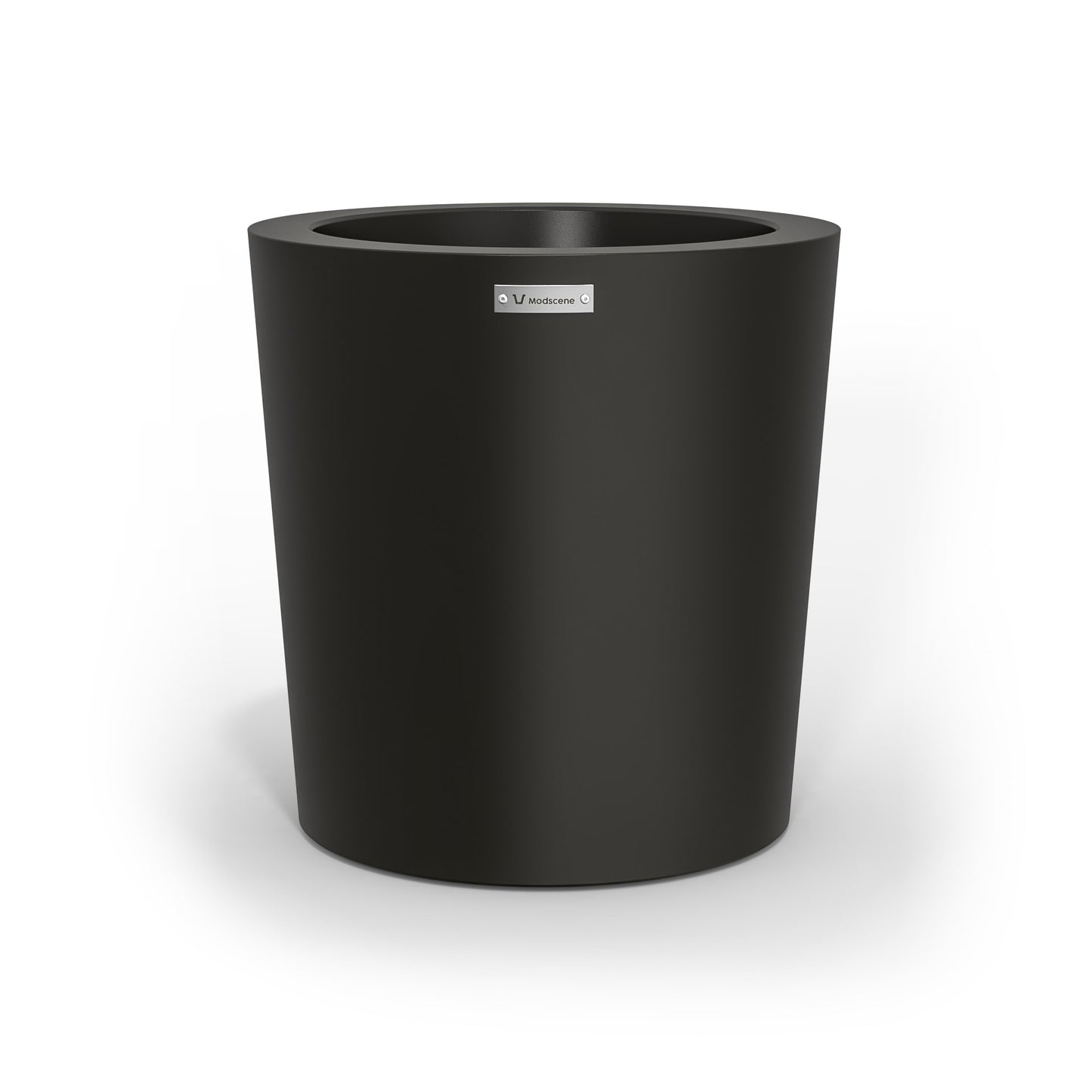 A modern designer planter pot in a black colour.