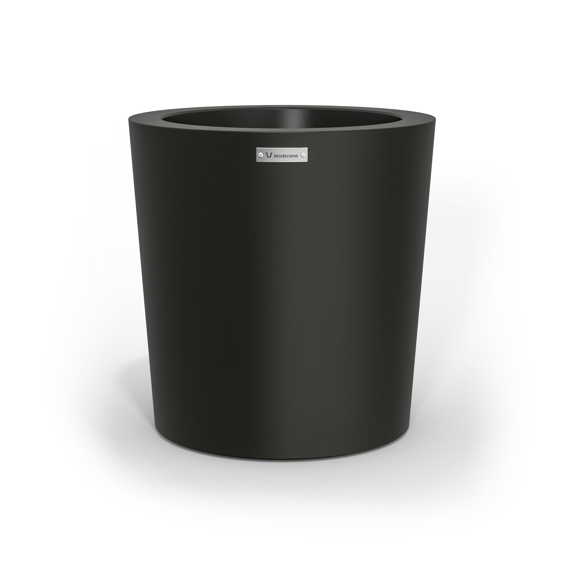 A modern designer planter pot in a black colour.