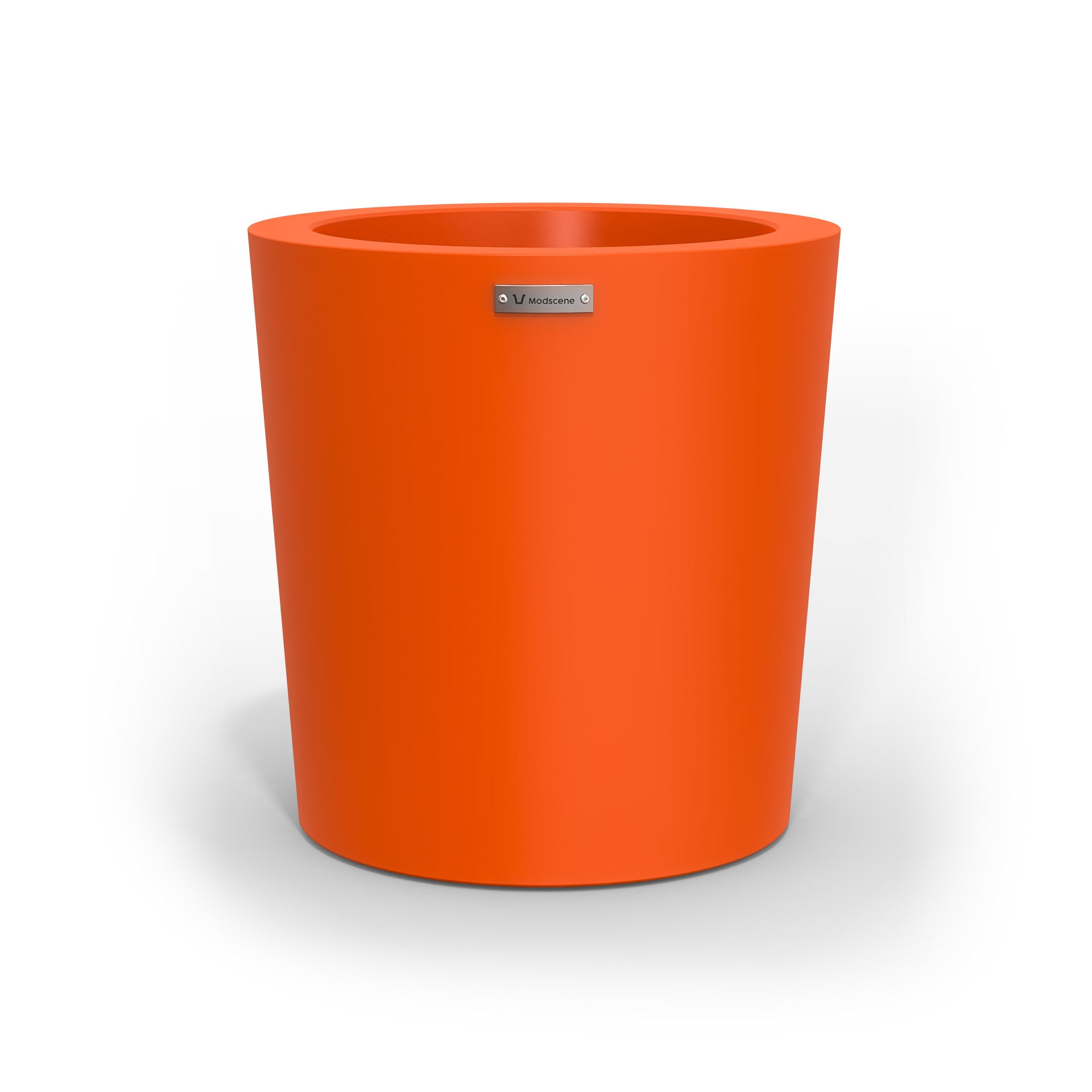A modern designer planter pot in a orange colour.