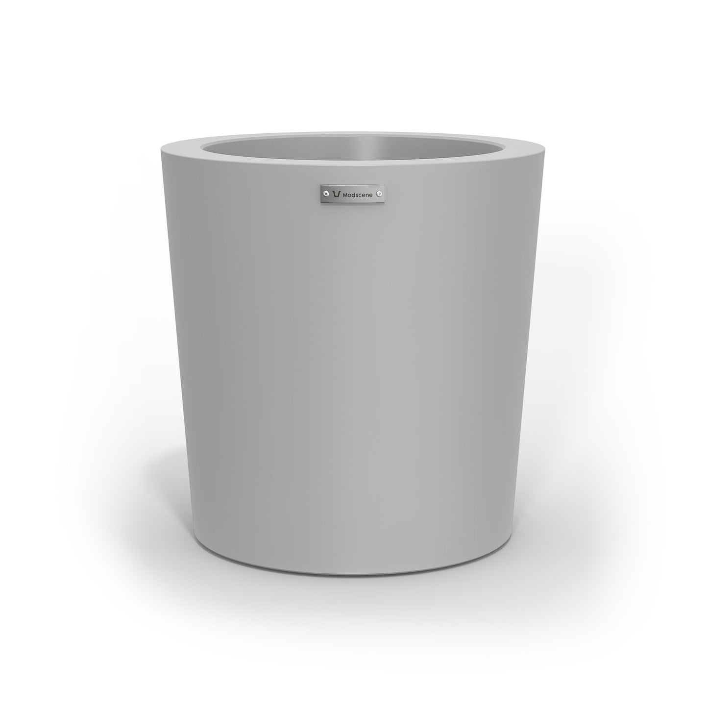 A modern designer planter pot in a light grey colour. Australian planters.