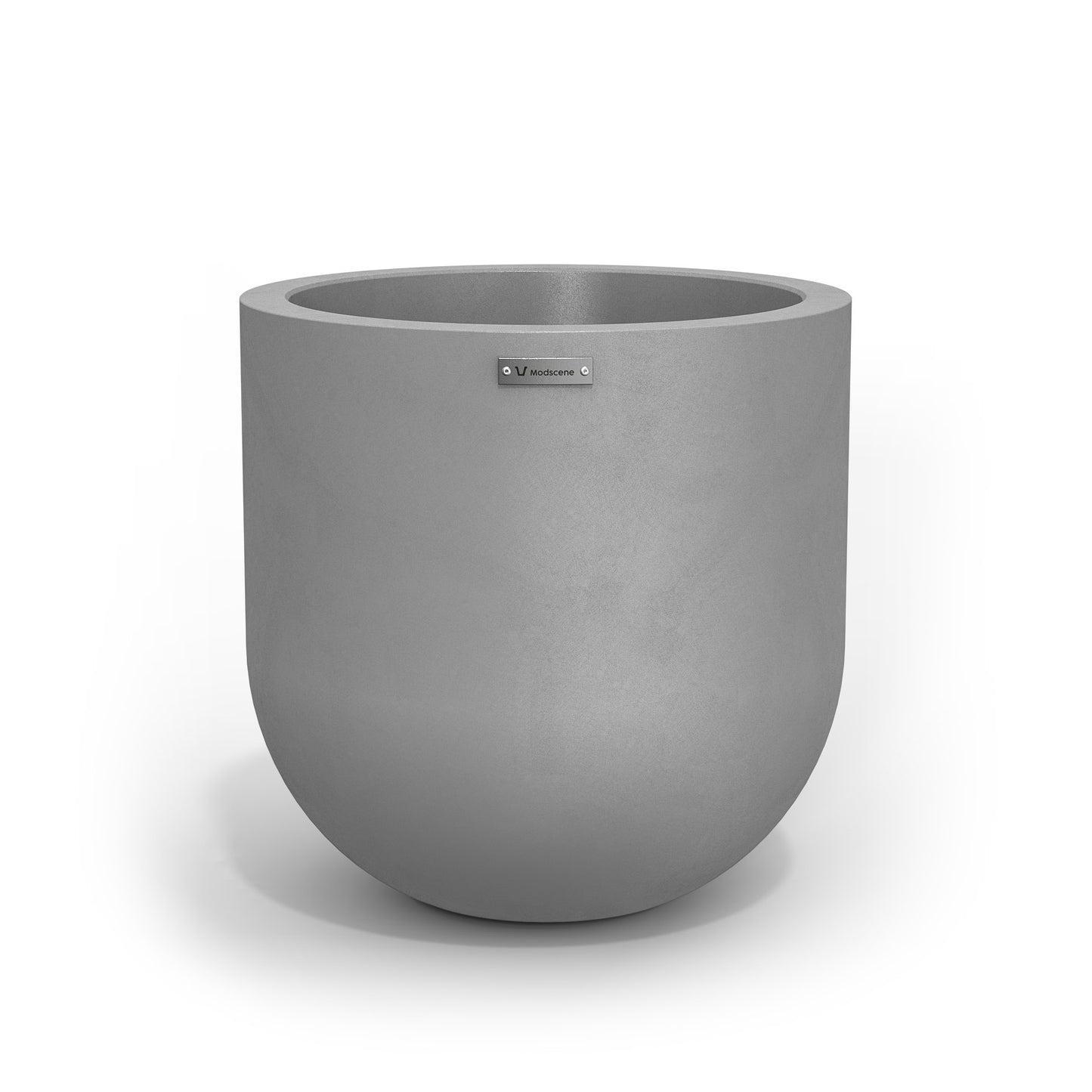 A medium sized planter pot in a concrete grey colour made by Modscene.