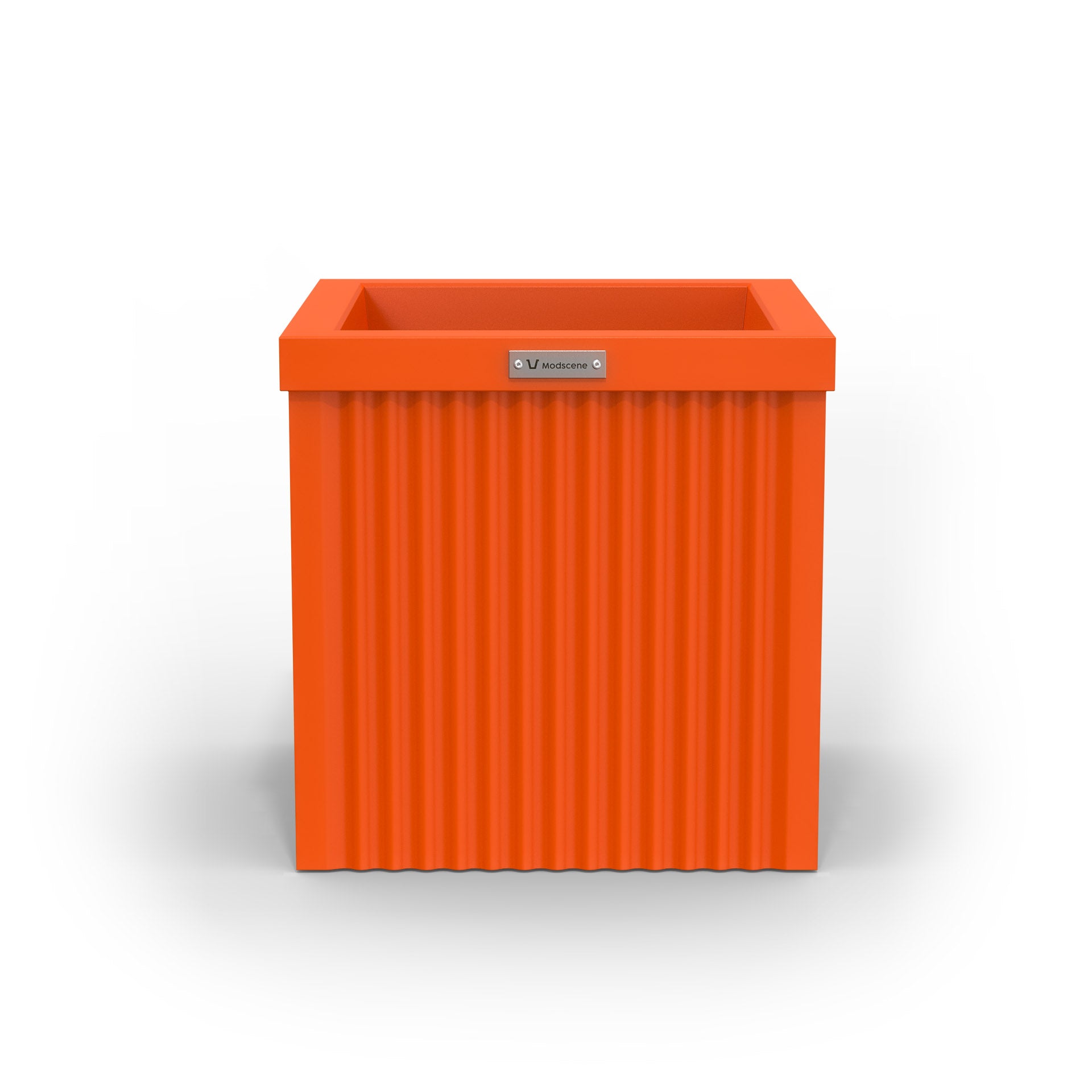 A square Modscene planter pot in orange.