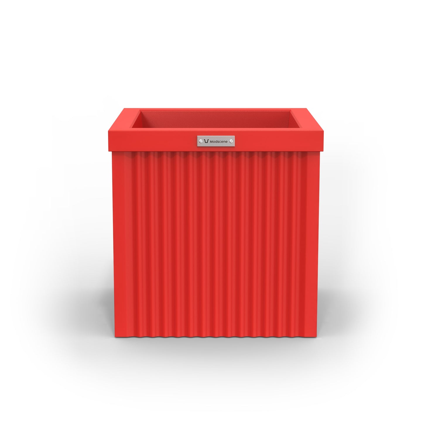 A square Modscene planter pot in red.