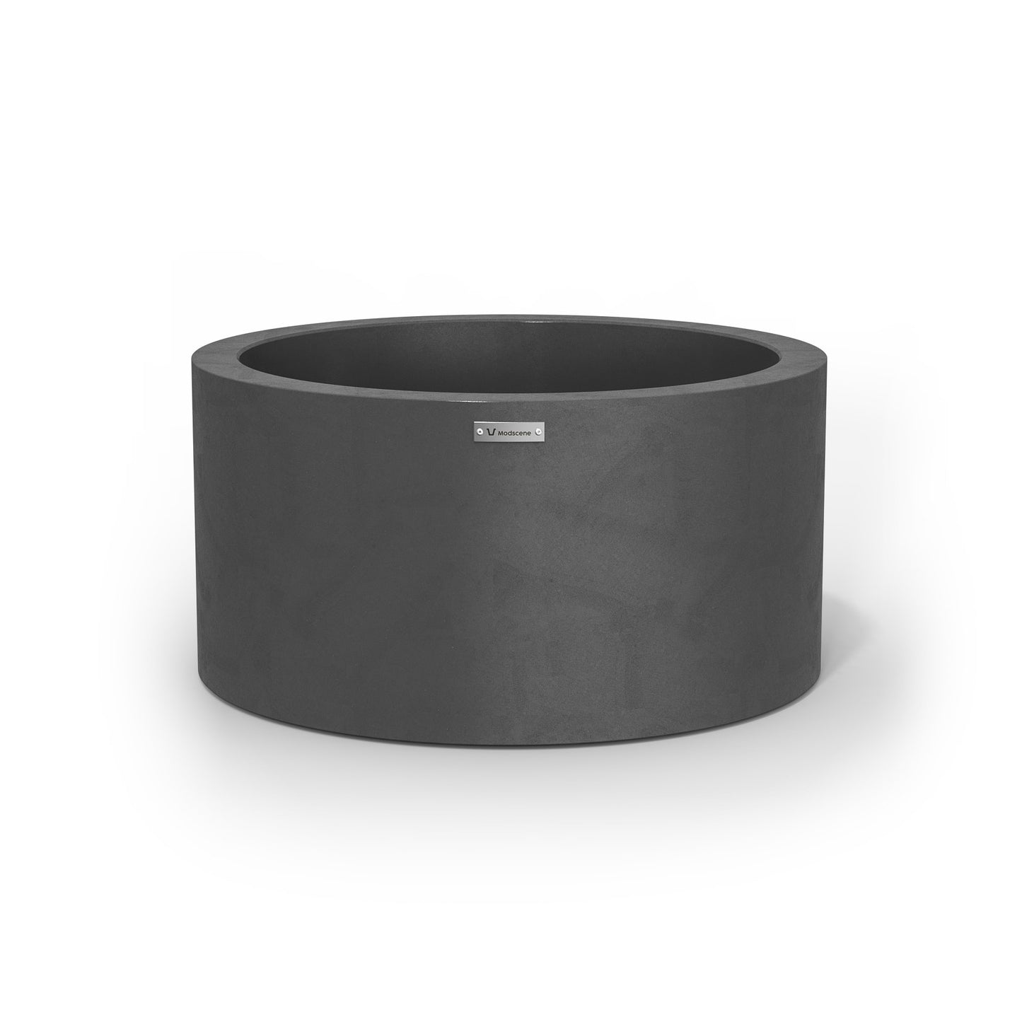 A medium sized planter pot in a brushed grey colour made by Modscene.