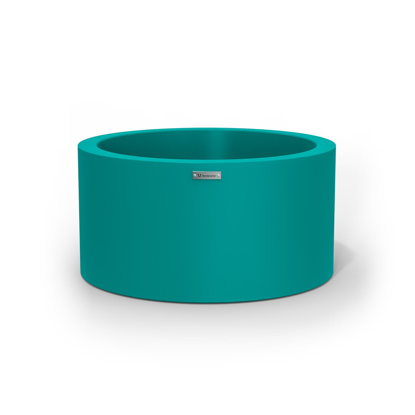 A medium sized planter pot in a teal blue colour made by Modscene.