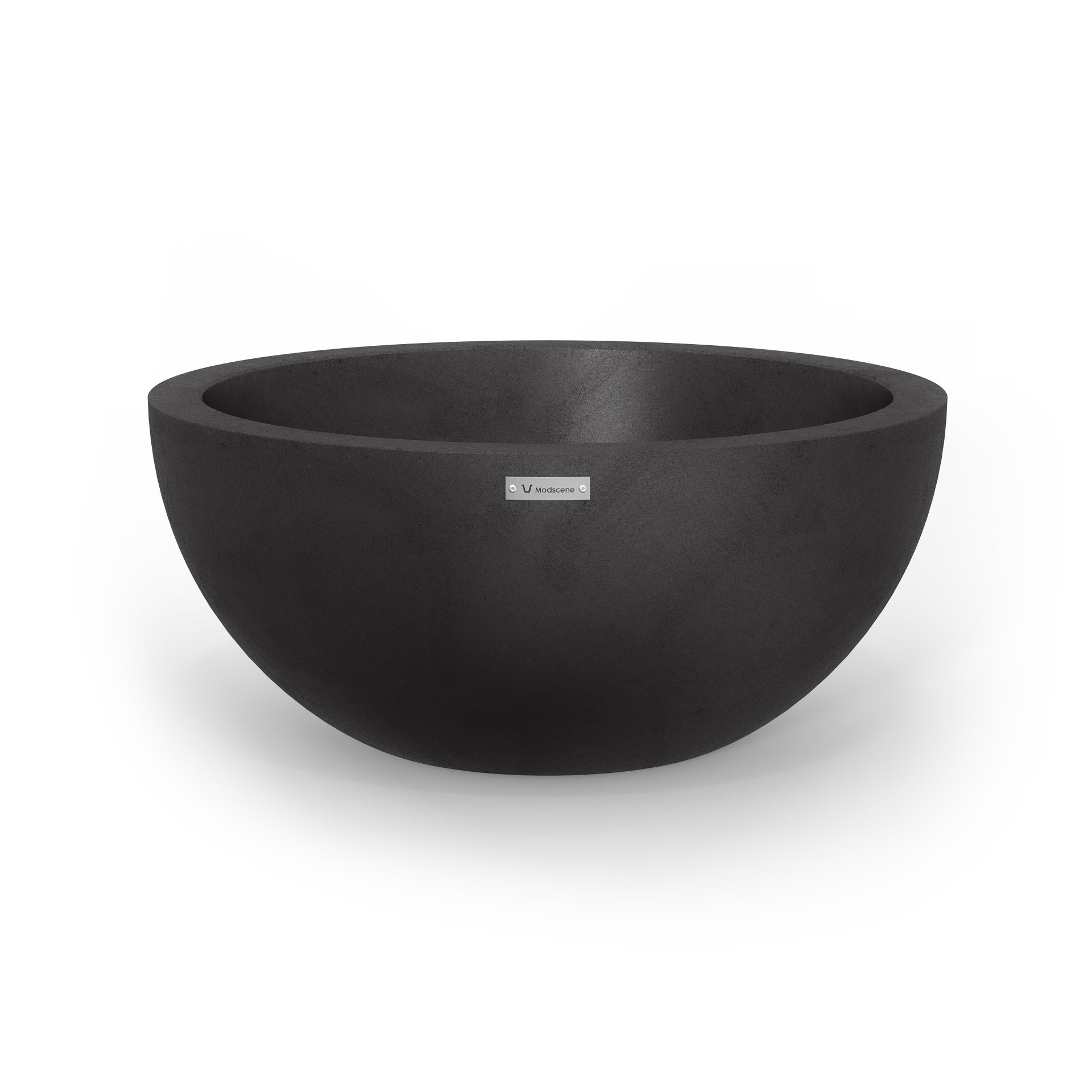 A large planter bowl in a matte black colour made by Modscene. Australian planters.