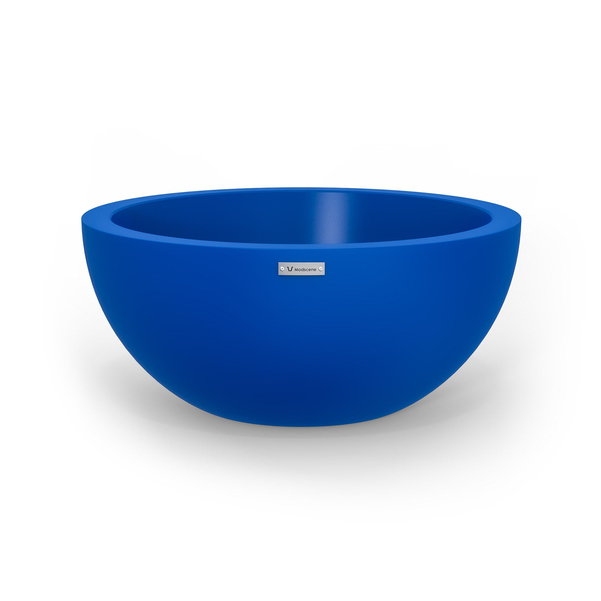 A large planter bowl in a deep blue colour made by Modscene. Australian planters.