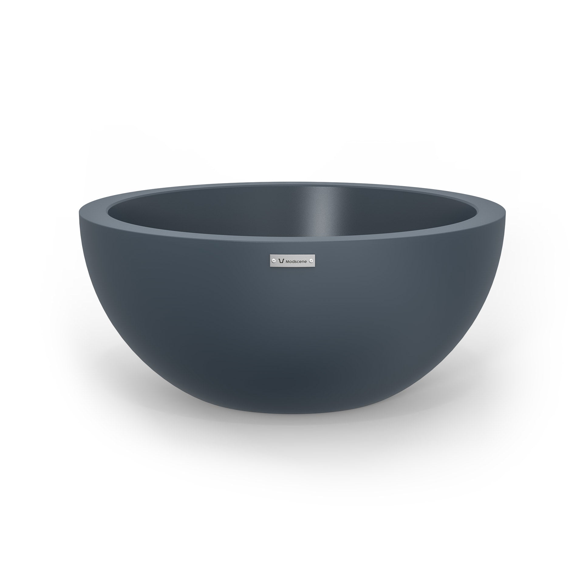 A large planter bowl in a storm blue colour made by Modscene.