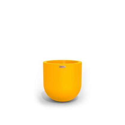 A small egg shaped planter in yellow. NZ made planters by Modscene.