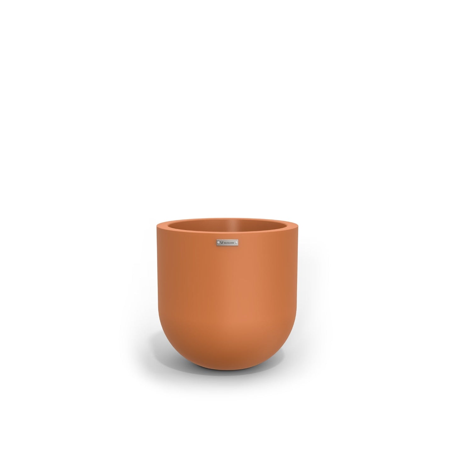 A small egg shaped planter in a terracotta colour. Modscene plant pots.