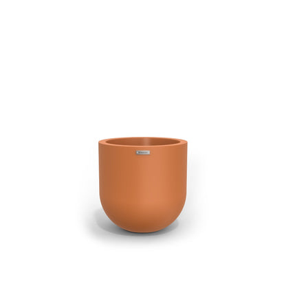 A small egg shaped planter in a terracotta colour. Modscene plant pots.