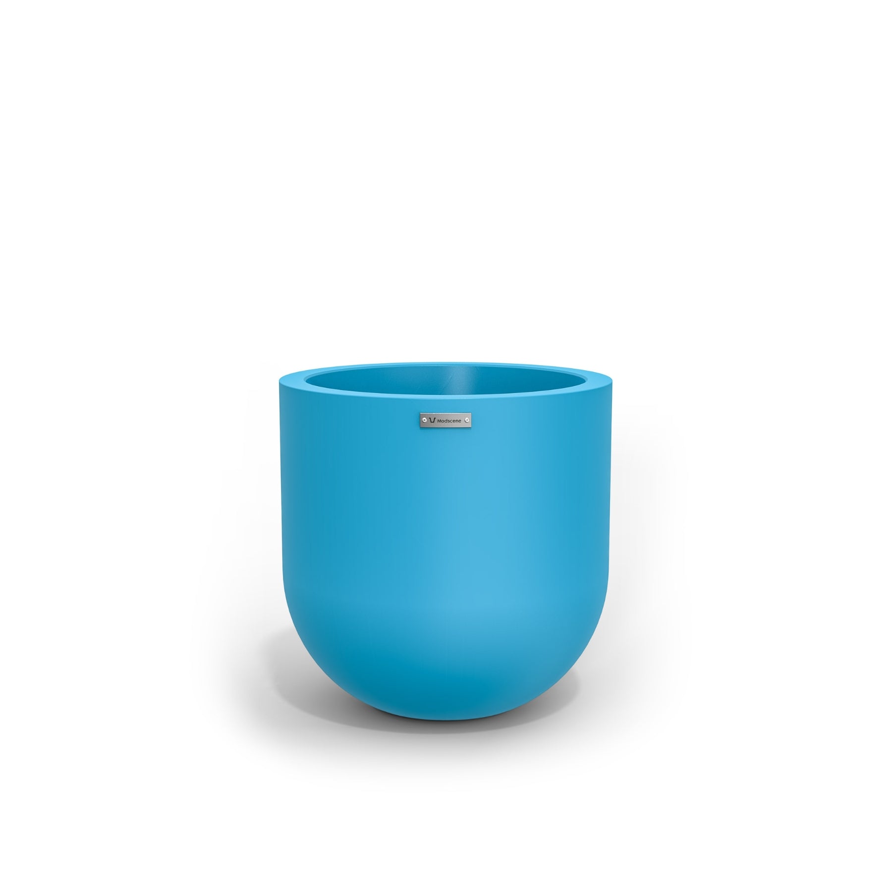 A modern style plant pot by Modscene in a light blue colour. NZ made planters.