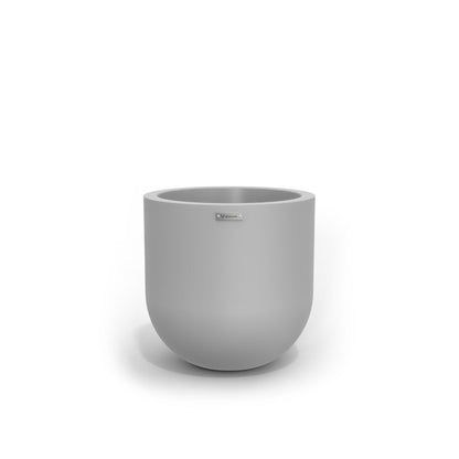 A modern style plant pot in a light grey colour. New Zealand made pots.