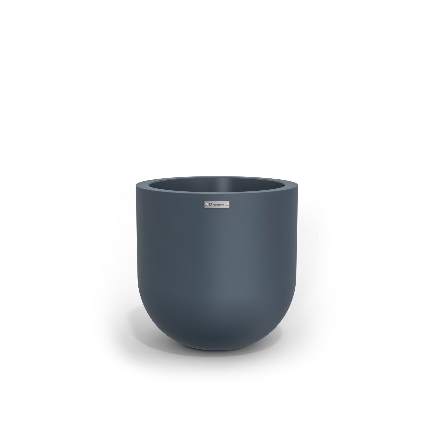 A modern style plant pot in a dark blue colour. New Zealand made pots.