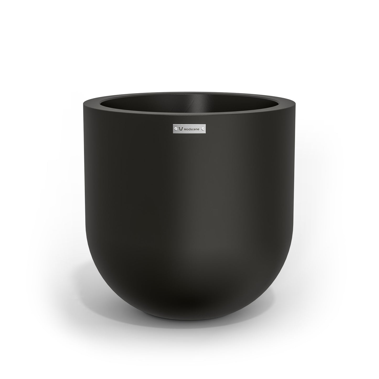 A medium sized planter pot in black made by Modscene.