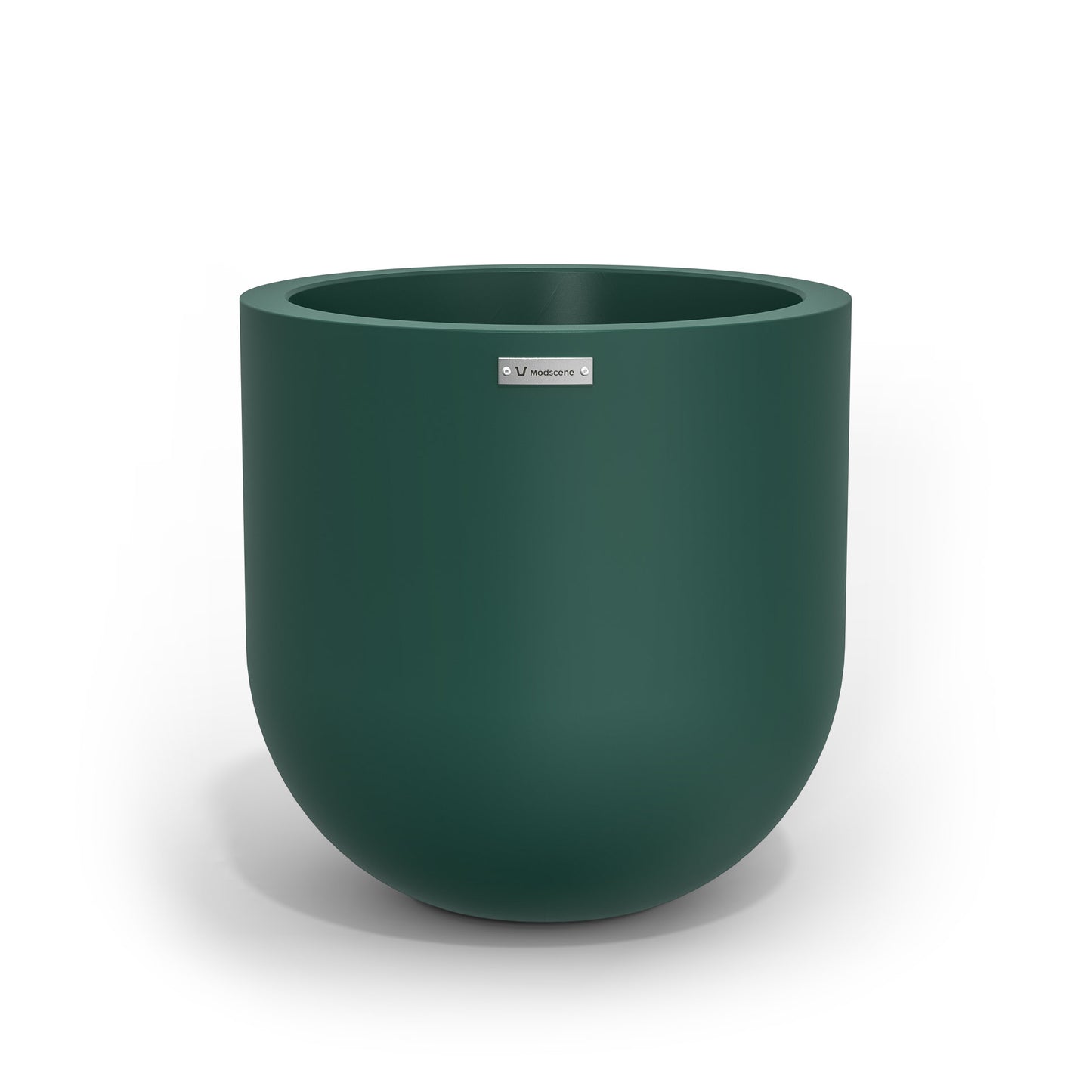 A medium sized planter pot in an emerald green colour made by Modscene.