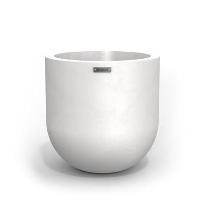 A medium sized matte white planter pot made by Modscene.
