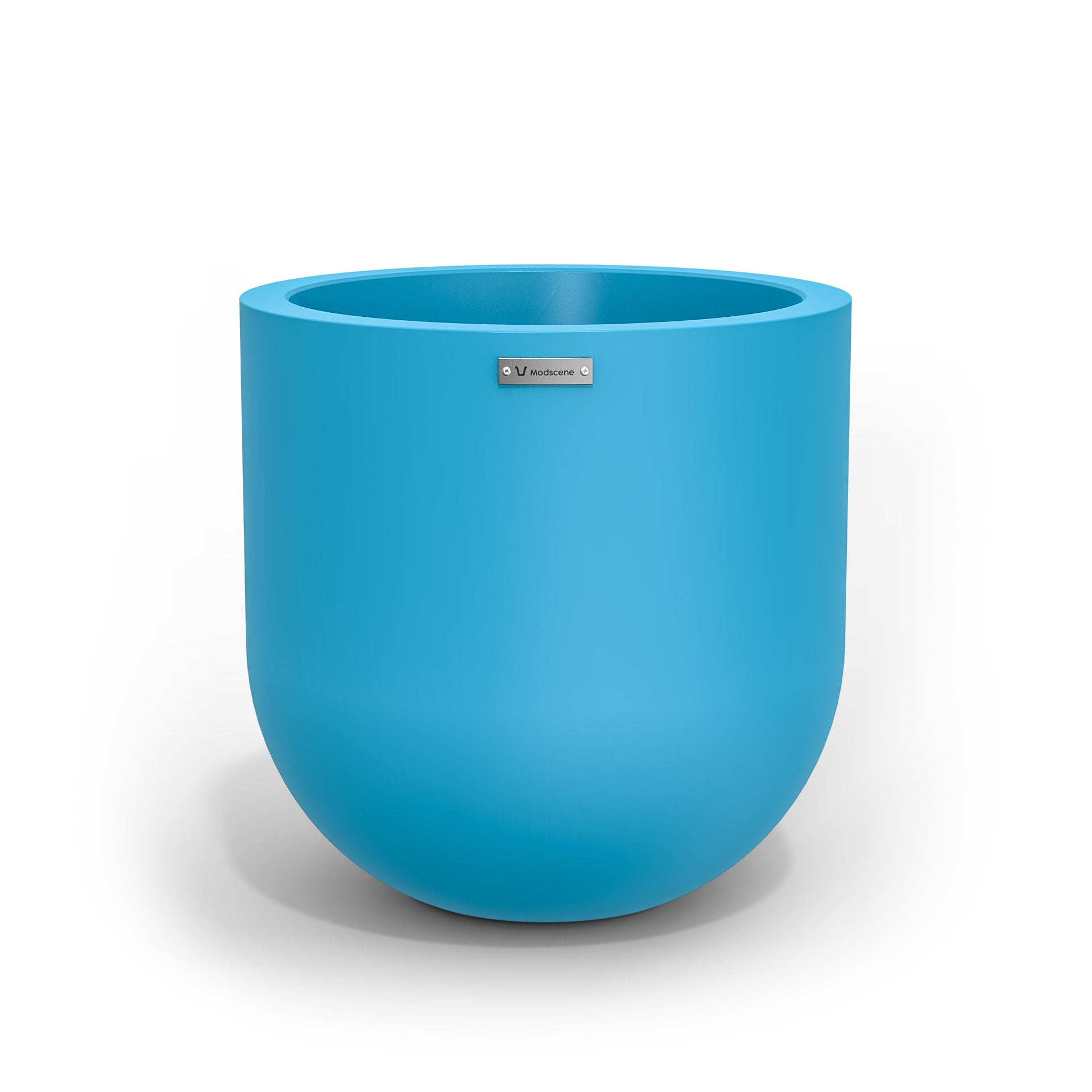 A medium sized blue planter pot made by Modscene.