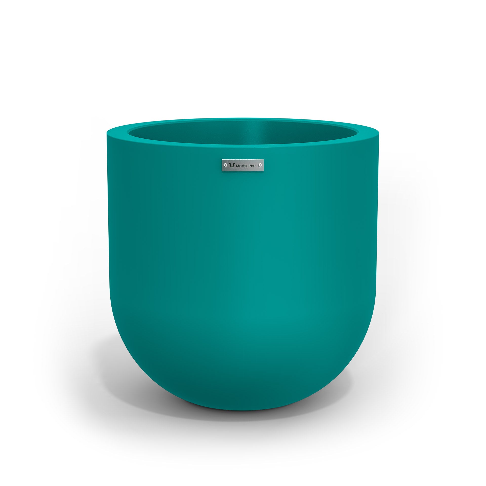 A medium sized teal planter pot made by Modscene.