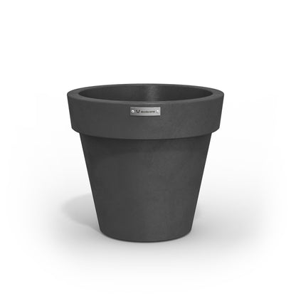 A small Modscene planter pot made in a brushed dark grey colour.