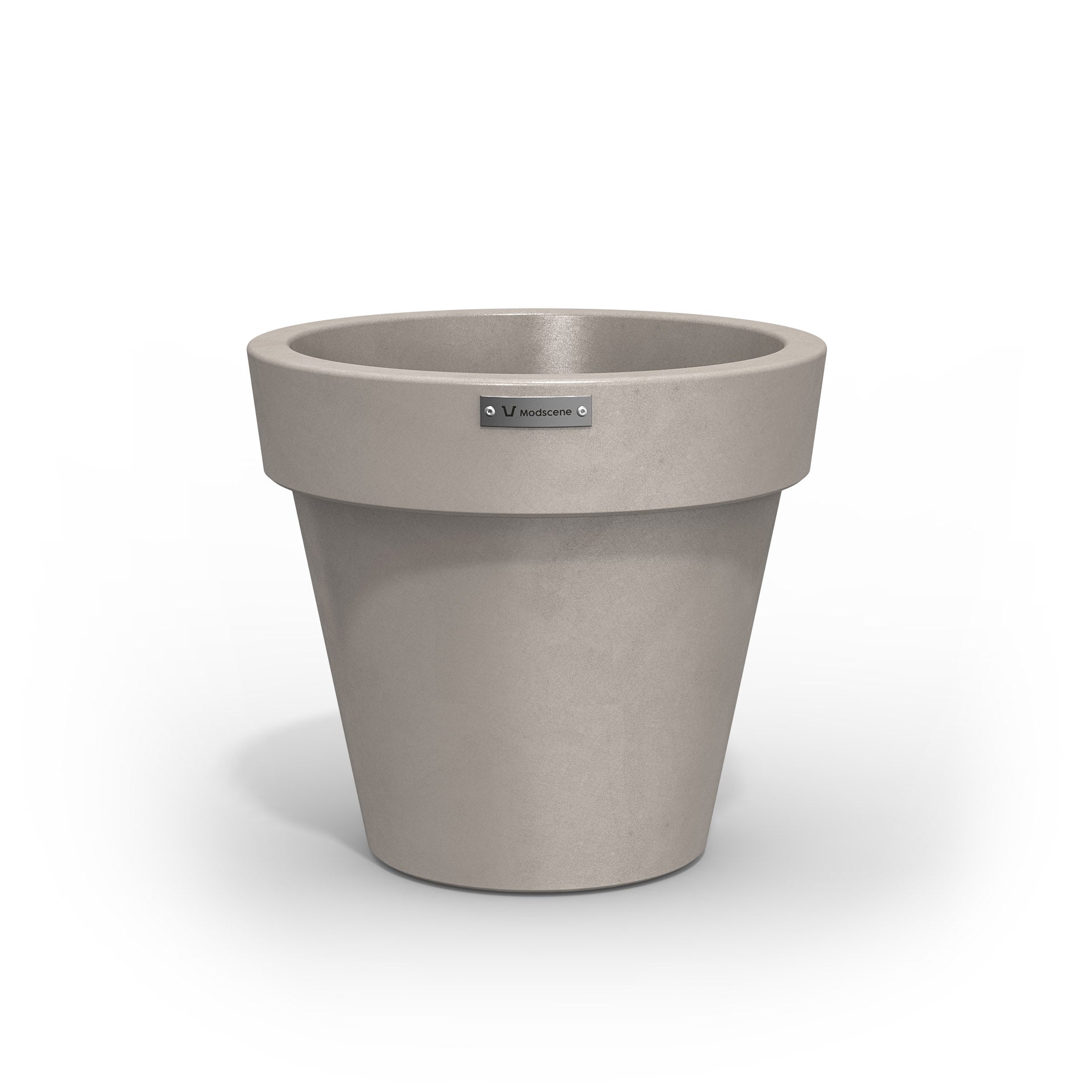 A small Modscene planter pot made in sandstone with a concrete look finish.