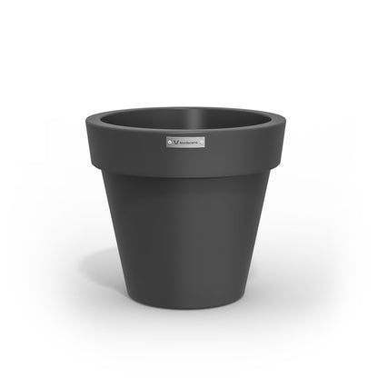 A small Modscene planter pot made in a dark grey colour.