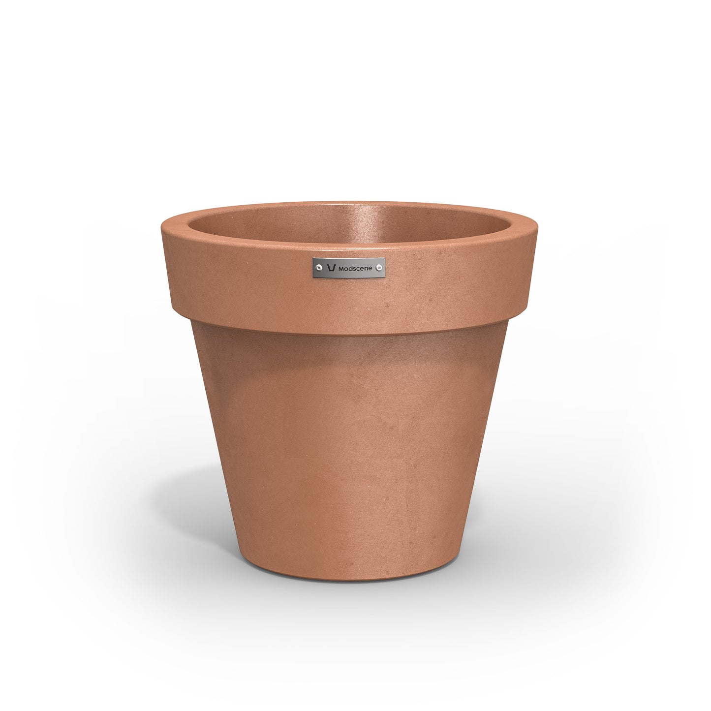 A small Modscene planter pot in a rustic terracotta colour. Australian pots.