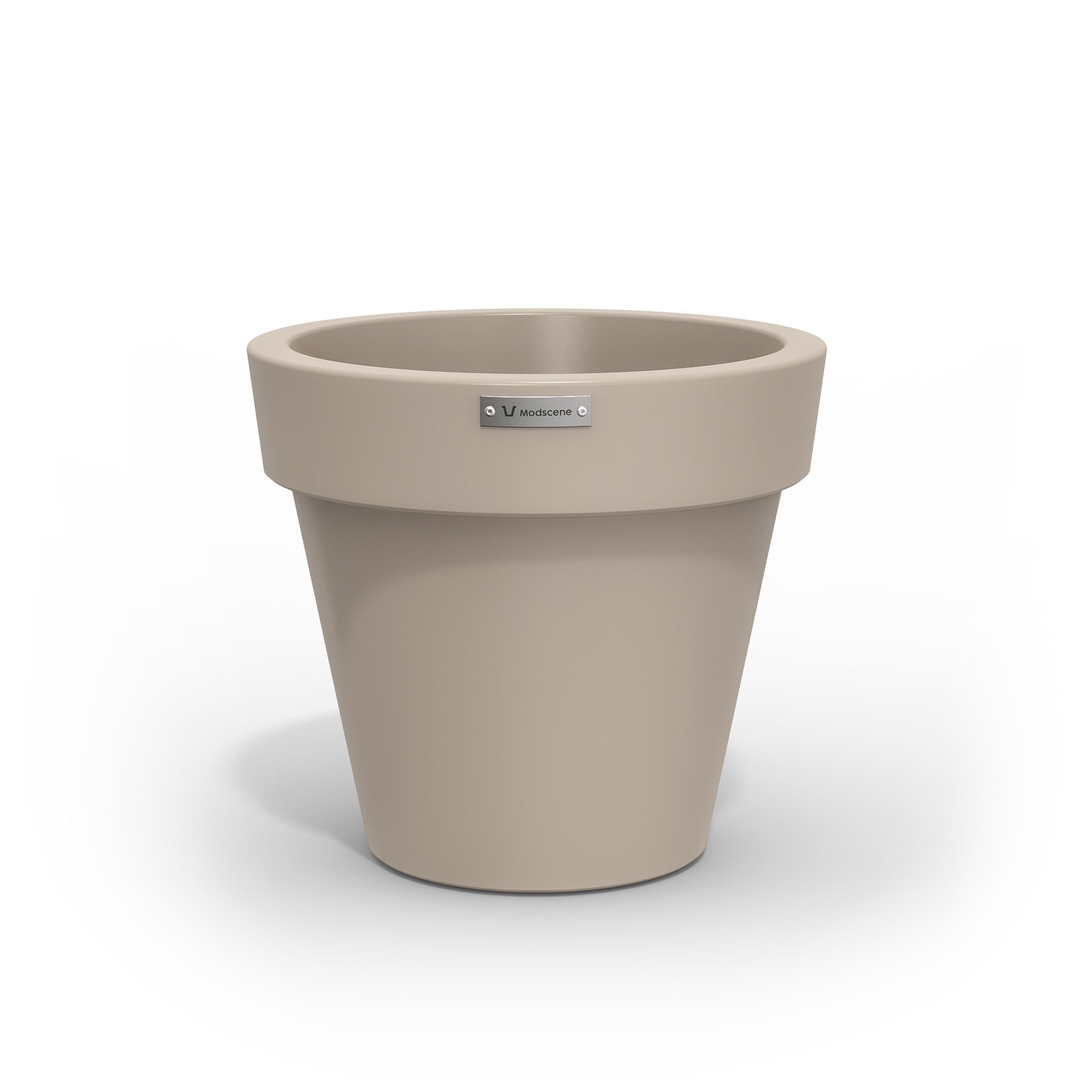 A small Modscene planter pot in a Sandstone colour.